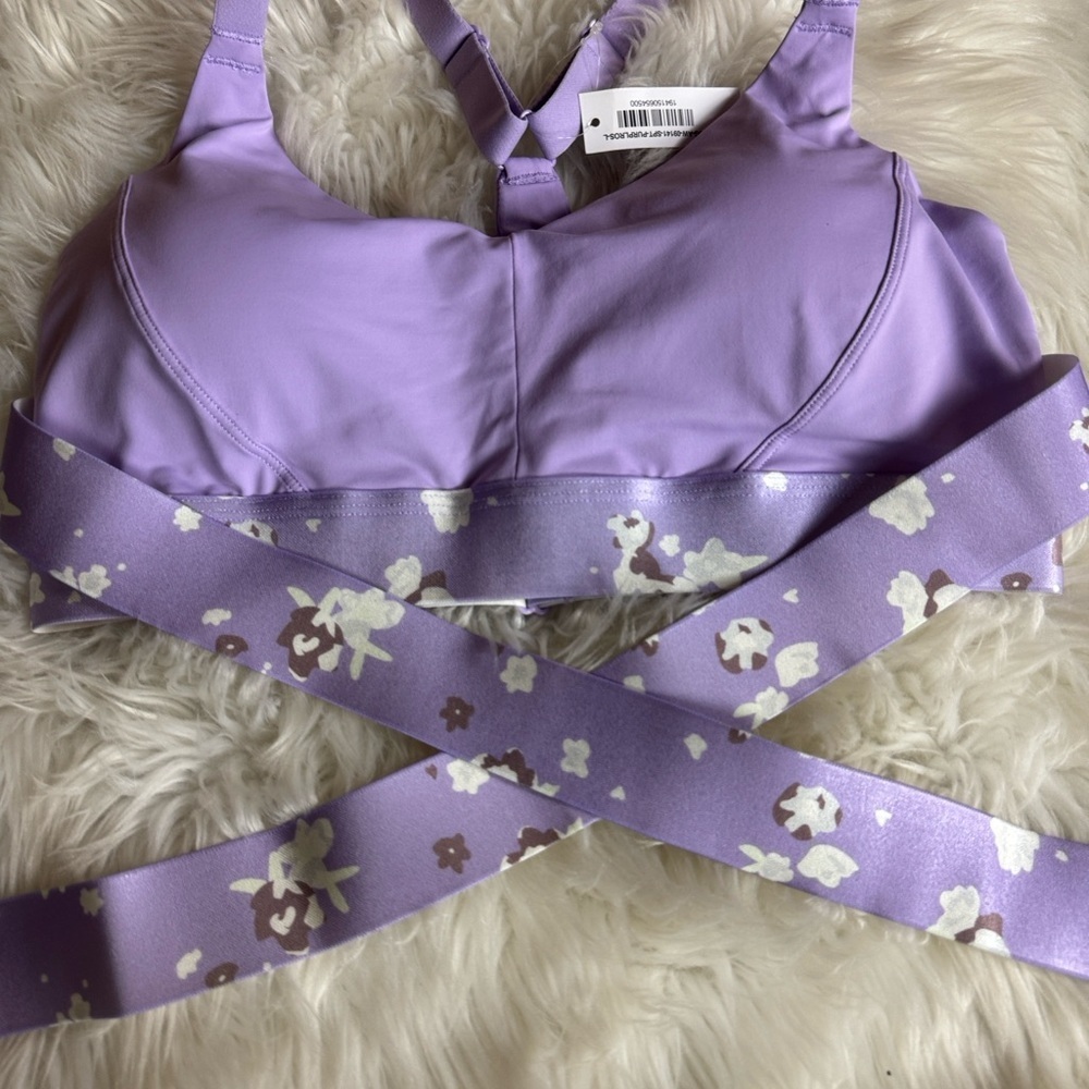 Adore Me Maven medium impact sports bra Purple Rose print Large New with tag - Picture 11 of 15
